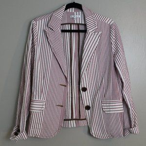 Cabi Red & Cream Striped Cotton Blazer Sz 12
